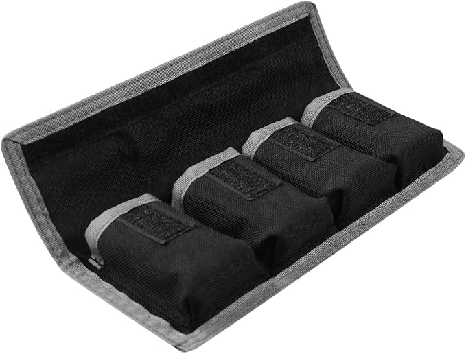 Meking 2 Pcs DSLR Battery Case Holder Storage Bag (4 Pocket) for AA/AAA Battery and LP-E6 LP-E8 LP-E10 LP-E12, EN-EL14 EN-EL15, NP-FW50 NP-F550 NP-FM500H (Gray)