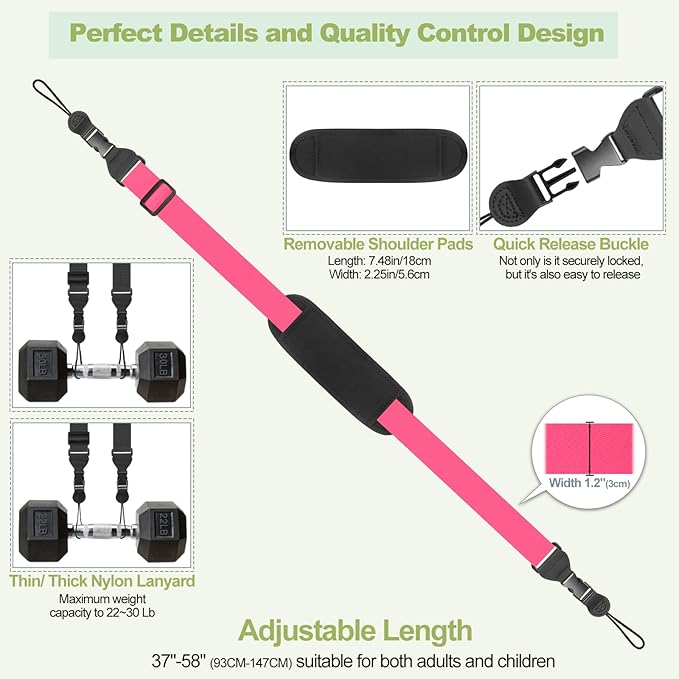 Universal Shoulder Strap, Removable Neoprene Padded Camera Strap, Adjustable Neck Lanyard for iPad, Binocular, Tablet Case, Camera, Luggage Bag (Fuchsia Universal Shoulder Strap)