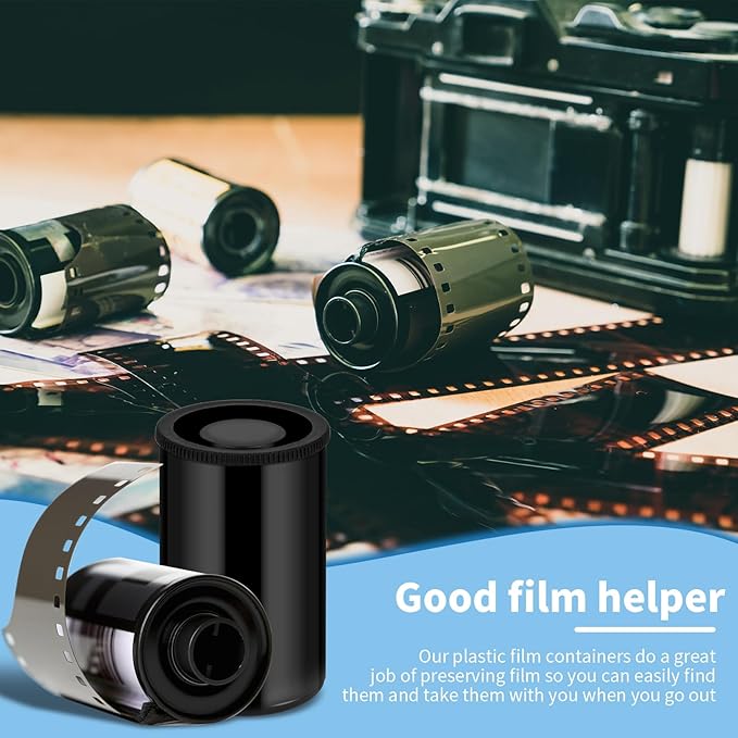 120 Pieces Film Canisters with Caps 35 mm Plastic Empty Camera Reel Storage Containers Case with Lids for Small Accessories Rockets Experiment Fish Hook Film Keys Coins Art Beads (Black)