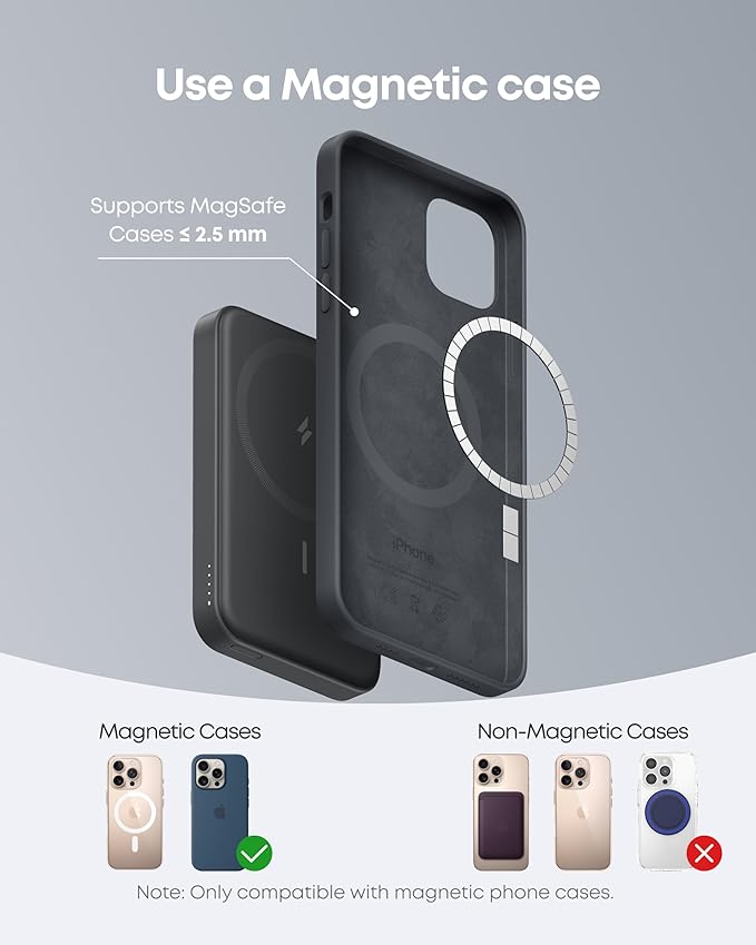Anker 622 Magnetic Battery (MagGo), 5,000mAh Foldable Magnetic Wireless Portable Charger with Stand and USB-C Port (On The Side), Magsafe-Compatible for iPhone 16/15/14/13 Series