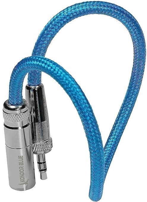 KONDOR BLUE | 12 Inch Mini XLR (TA3) 3-Pin to 3.5mm Locking TRS Adapter Cable | Screw Lock Mini Plug for Lavalier Mics and Wireless Receivers, Braided On-Rig Audio | Blue