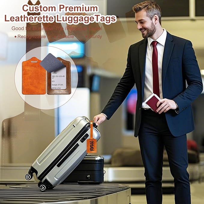 Laser Engraving Brown Luggage Tags Material - 20 Sets Ideal Laserable Engravable Faux PU Leather Gifts - Lasable Leatherette Name ID with Flap Cover for Suitcases Bag Backpack During Trip