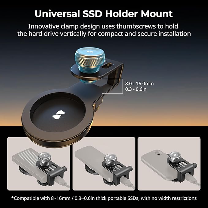 SMALLRIG SSD Holder 2-in-1 SSD Mount Bracket for MagSafe with Cold Shoe Cable Clamp, Compatible with 0.3-0.6in Thick SSDs for Samsung T5 T7 SSD, for SanDisk SSD, Compatible Cage - 4779