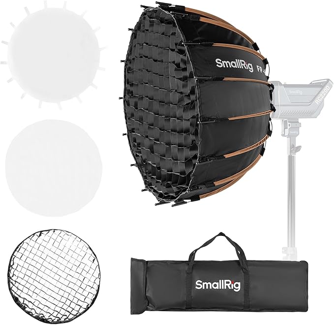 SmallRig FP-60 23.6" Parabolic Softbox with Bowens Mount for Studio Photography, Quick Release Soft Box with Honeycomb Grid, Diffusers, for SMALLRIG RC 220 pro, for Neewer for Godox for Aputure - 5396