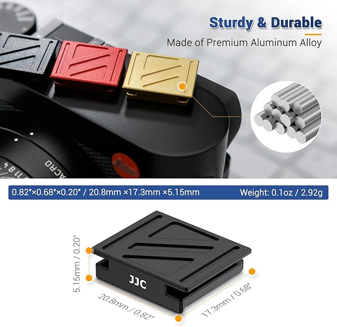 Upgraded Q3 43 Q2 Metal Hot Shoe Cover Protector Cap with Full-Coverage Design Special Designed for Leica Q3 43 /Q3/Q2 Digital Camera , Aluminum Alloy Q3 43 Hotshoe Cover with Silicone Cushion - Gold