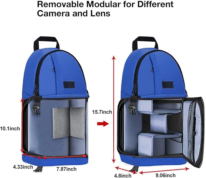 MOSISO Camera Sling Bag, DSLR/SLR/Mirrorless Camera Case Shockproof Photography Camera Backpack with Tripod Holder & Removable Modular Inserts Compatible with Canon/Nikon/Sony/Fuji, Royal Blue
