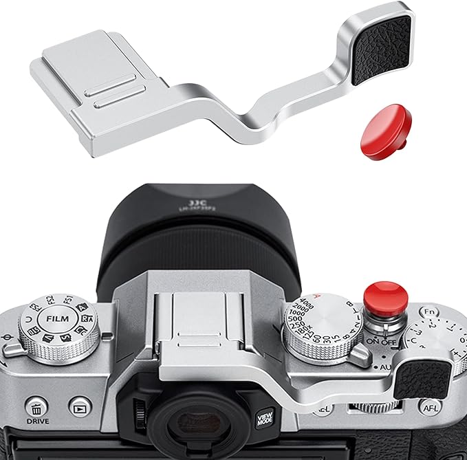 XT30III Thumb Up Grip with Shutter Button for Fuji Fujifilm XT30 III II XT20 XT10 Camera, Metal X-T30 III Thumb Grip with Hot Shoe Cover Protector Thumb Rest Support Not Affect The Use of Dial -Silver