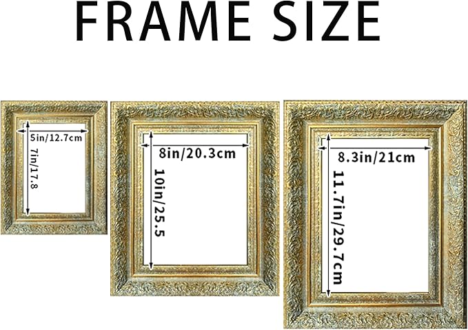 Vintage Picture Frame, Decorative Wall Hanging and Tabletop Display Photo Frame (Gold, 5X7)