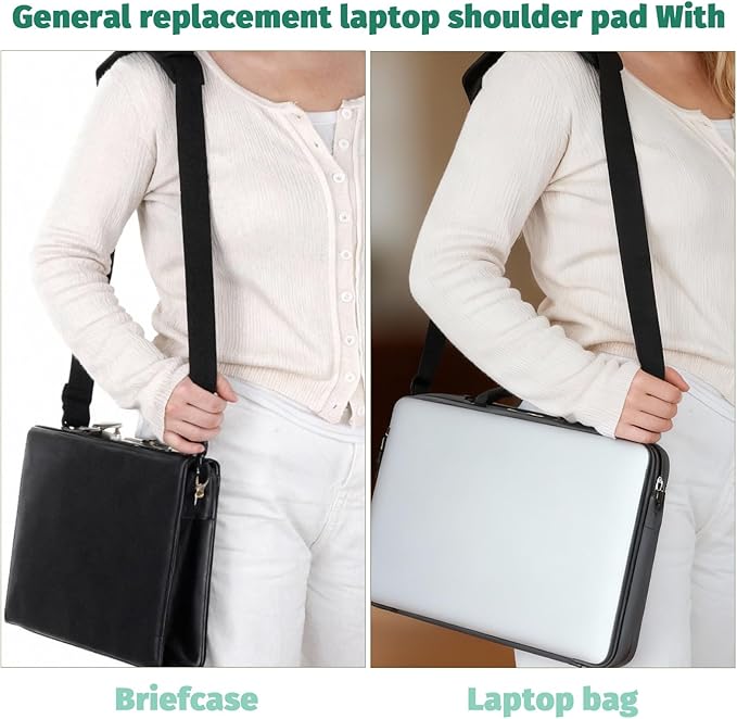 Shoulder Straps for Bags, 54 Inch Adjustable Crossbody Strap with Padded Metal Hooks Replacement Laptop Bag Shoulder Belt for Briefcase, Computer Messenger Bag, Luggage Duffel Camera (Black)