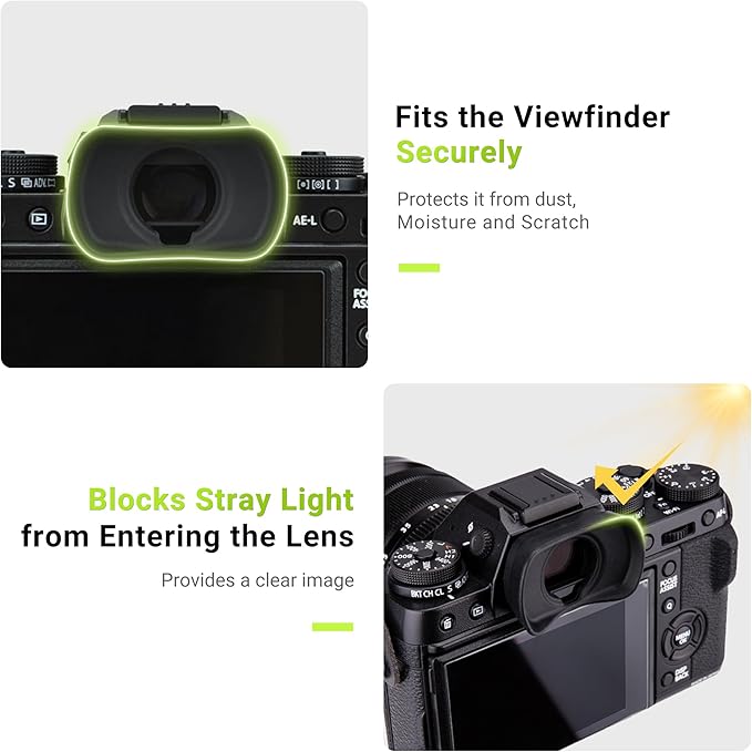 JJC Viewfinder Eyecup Eyepiece for Fuji Fujifilm X-T5 X-T4 X-T3 X-T2 X-T1 X-H1 X-H2 X-H2S GFX 100 GFX 100S GFX 50S and GFX 50S II Camera, Replaces Fuji Fujifilm EC-XT L Eyepiece
