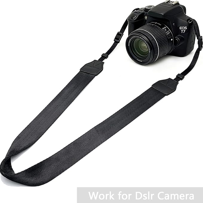 Camera Neck Shoulder Strap for Man Woman Photographers,Wide Strap for SLR DSLR Mirrorless Camera,Adjustable Nylon Digital Camera lanyard belt, Binoculars Strap with Quick Release Buckles,Black,55 inch