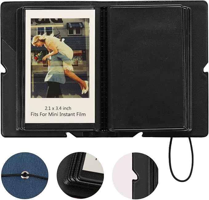 Mini Instant Film Polaroid Photo Album Book For 3 Inch Fujifilm Instax Mini 12 11 9 99 8 7+ 40 EVO Camera Film, HP Sprocket, K-pop Photocards (Marine Blue, 1 Pack)