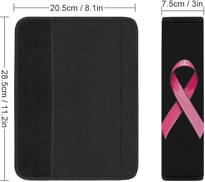 Pink Satin Ribbon Breast Cancer Car Seat Belt Cover Shoulder Strap Pad for Truck Airplane Camera Backpack