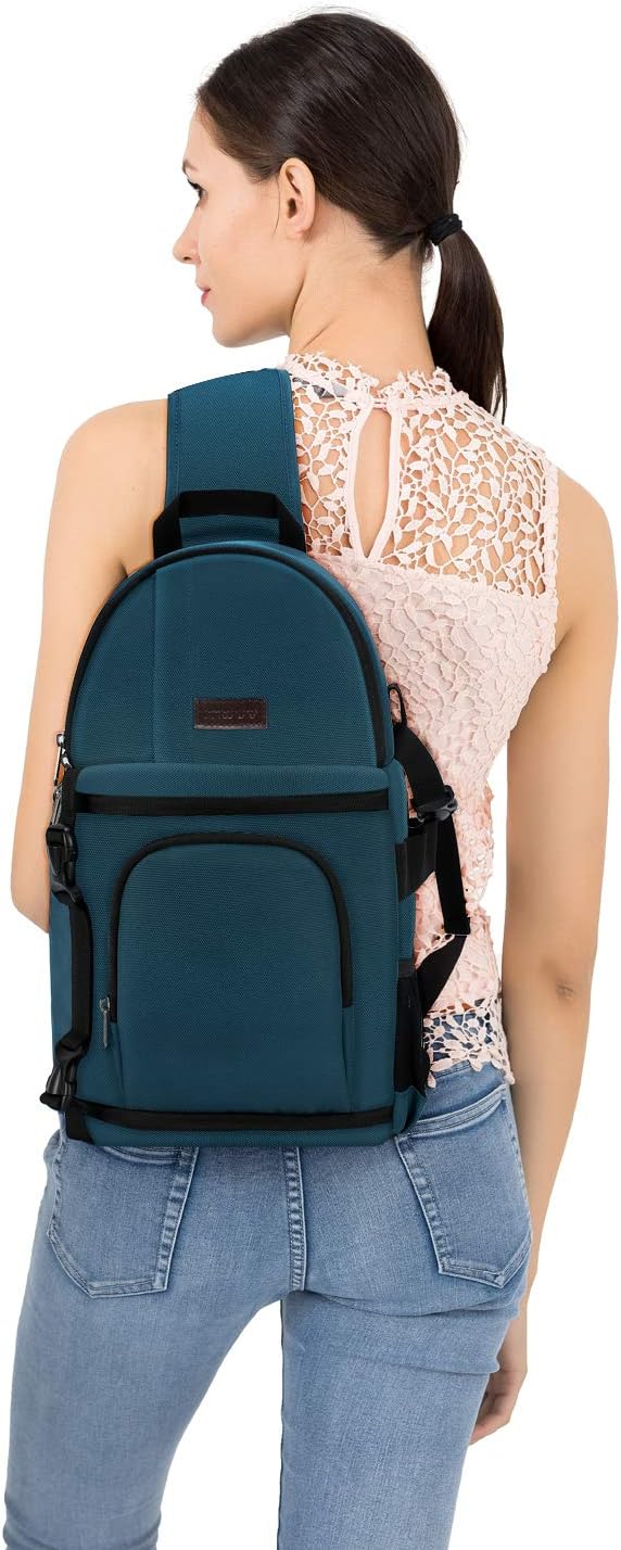 MOSISO Camera Sling Bag, DSLR/SLR/Mirrorless Camera Case Shockproof Photography Camera Backpack with Tripod Holder & Removable Modular Inserts Compatible with Canon/Nikon/Sony/Fuji, Deep Teal