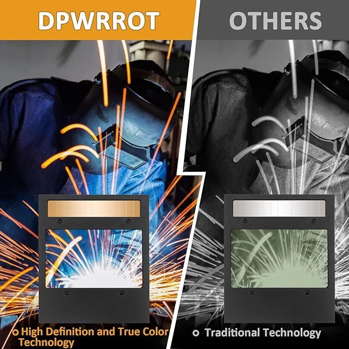 Auto Darkening Welding Lens 5.24" x 4.49"x 0.39", True Color Technology with 4 Arc Sensors, Adjustable Shade 4/5–13, Automatic Darkening Lens Replacement for Welding Helmets & Hoods