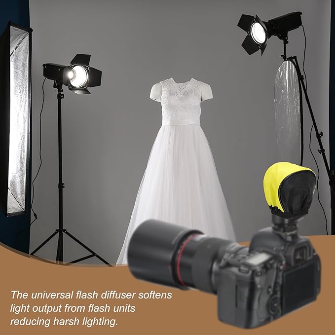 PATIKIL 3.5" x 2.4" Soft Mini Flash Diffuser Cap, 4 Pack Universal Elastic Flash Diffuser Cover for DSLR Camera Flashlight, Yellow