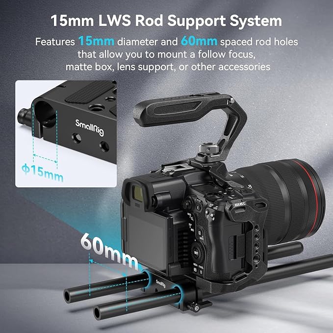 SMALLRIG Camera Base Plate Kit with 15mm LWS Rod Rail Clamp, 15mm Lens Support for Sony A6500 A6600 A6300, for Canon R5 R6, for Sony A7SIII / A7III, Both for Cameras & Cages - 4959