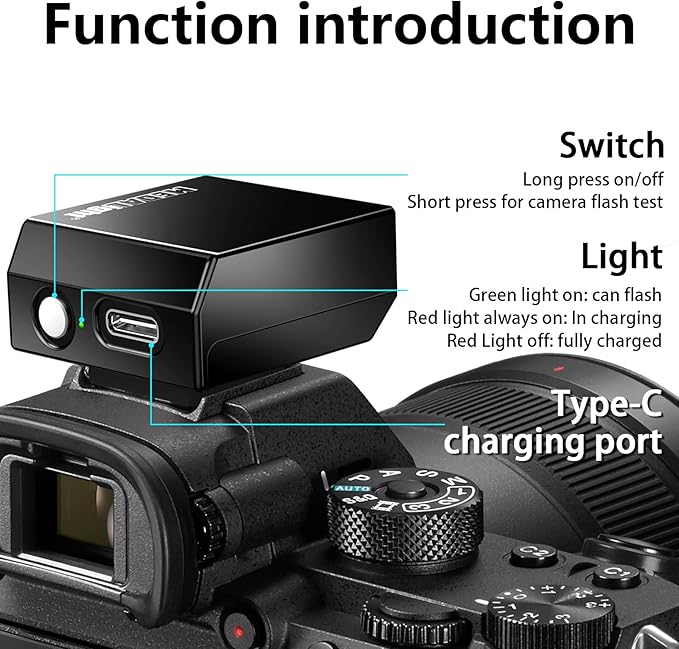 Upgrade Aluminum F1s Mini Camera Flash for Ricoh GR3/GR3X/Fuji/Sony ZV1/Nikon/Canon/Olympus/Digital Film Cameras,Portable Hot Shoe Camera Flash Speedlite for DSLR Camera(Black).
