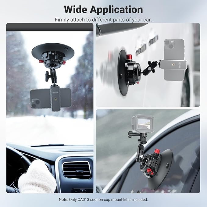 NEEWER 6"/15.2cm Camera Suction Cup Mount with Ball Head Magic Arm, Metal Suction Cup Mount on Car Windshield Dash for Camera/Action Camera/Phone Holder, with 1/4" & 3/8" Mounting Holes for ARRI
