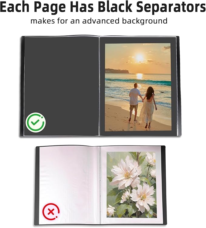 ZFCLXX Art Portfolio Binder 13"x19" Heavy Duty Binder, Portfolio Folder with 30 Sheet Protectors, With Black bompartments Display 60 Pages, Large Posters Photo Album，Scrapbook Paper Storage ﻿