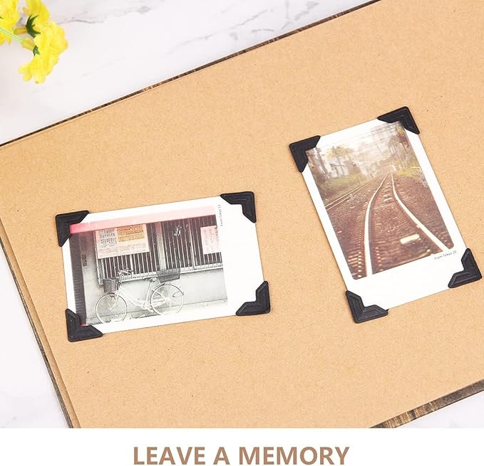 GOONAVI 480 Pcs Black Acid-Free Photo Corners Mounting Self Adhesive for DIY Photo Album, Journal & Stickers for Guestbook