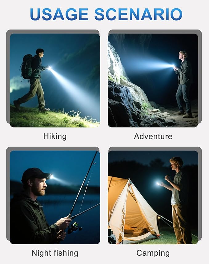 1500 Lumens EDC Flashlight, LED Small Flashlight Ultra-Slim Flat Shape Type-C Rechargeable, Mini Flashlights IPX4 Waterproof, Pocket Clip Tactical Flashlights for Camping, Emergency