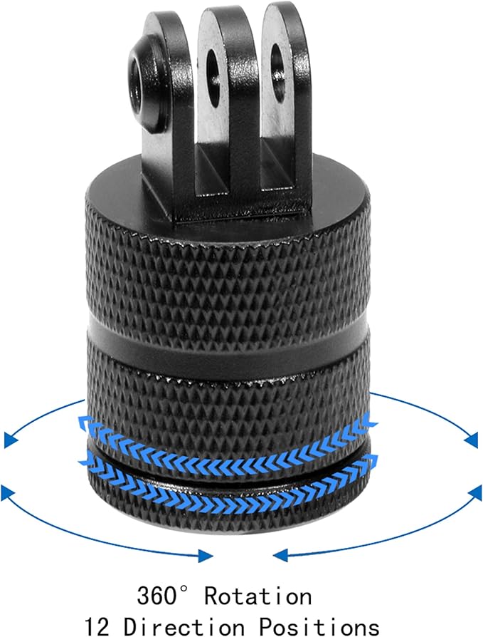360 Degree Rotation Tripod Mount Adapter, Aluminum 1/4 inch 20 Camera Mount Adapter Compatible with GoPro 13/12 Black,Hero10/ 9/8/ 7/6/ 5/ Series,DJI, XiaoYi and Other Standard 1/4 Accessories