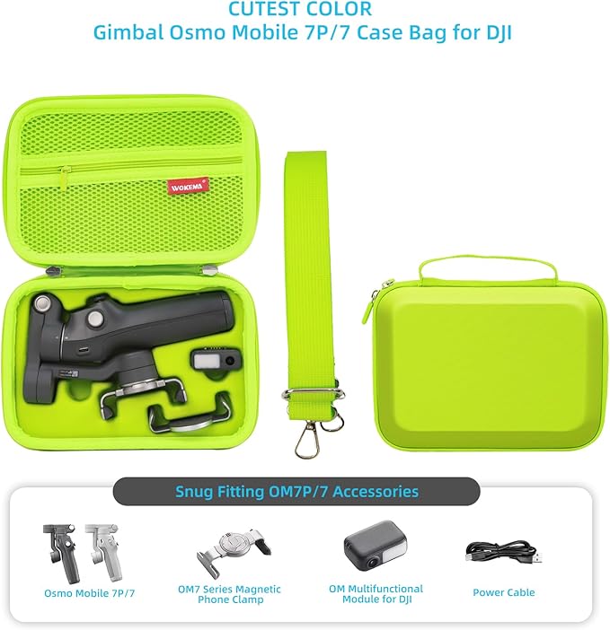 Father&I Gimbal Osmo Mobile 7P/7 Case, Portable PU Shoulder Bag for DJI Osmo 7 Pro/7 Gimbal Stabilizer Travel Case with Accessories for DJI Osmo Mobile 7/7P, Spring Green