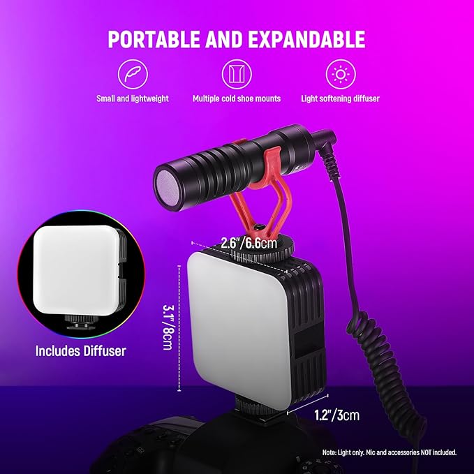 NEEWER Magnetic RGB Video Light, 2 Pack 360° Full Color RGB61 LED Camera Light with 3 Cold Shoe Mounts/CRI 97+/20 Scene Modes/2500K-8500K/2000mAh Rechargeable Portable Photography Selfie Lighting