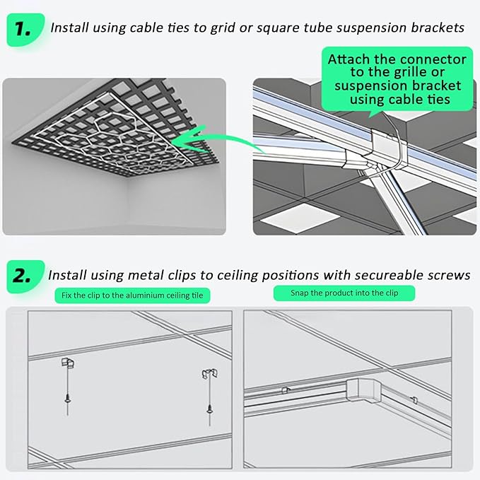 Hexagon Garage Lights with Multi-Coloured Rectangle Frame, High Bright 6500K 14 Grid Hexagon LED Ceiling Light Colourful Hexagonal Garage Light For Car Decoration, Workstation and Workshop Lighting
