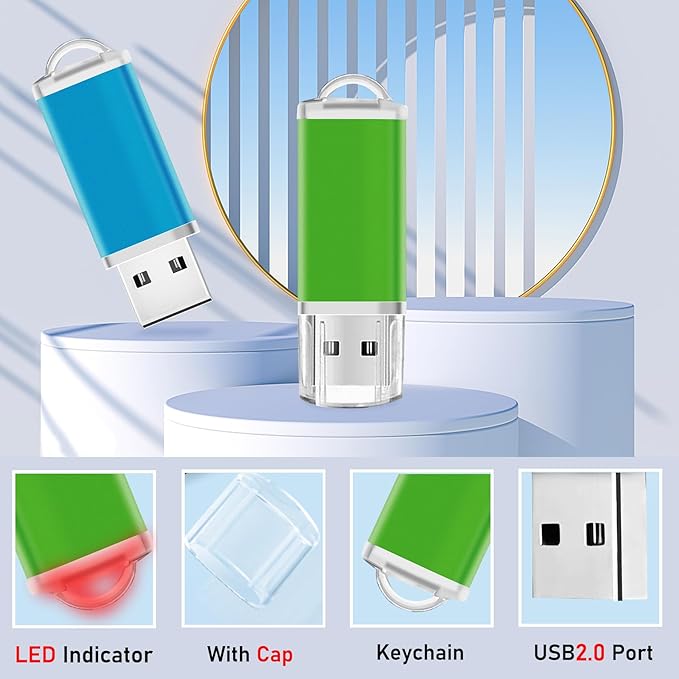 8GB USB Flash Drive 20 Pack Nicepicten FAT32 USB Thumb Drive Memory Stick Jump Zip Drive USB 2.0 Flash Drives 8GB with Lanyard & Label (Mixcolor)
