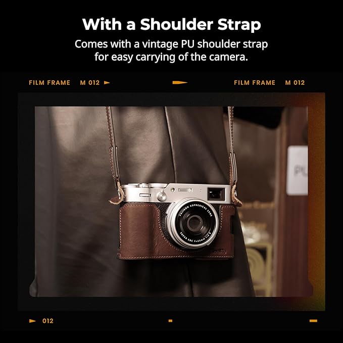 SMALLRIG Leather Case Kit for FUJIFILM X100VI, Including Half Case, Flip Cover and Shoulder Strap, Genuine Leather Material, Portable and Protecting - 4558