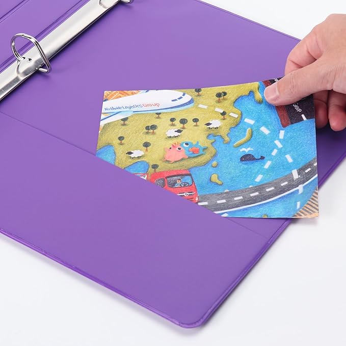 COMIX Sturdy 1 Inch Binders 3 Ring with Clear View Cover, 1" Slant-D Ring View Binder Holds 225 Sheets of US Letter Size Paper, 6 Pack (Purple)