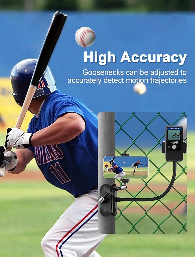 Upgrade Magnetic Fence Mount for Mevo Start,Gopro,iPhone and Pocket Radar,Camera Fence Mount with Two 1/4'' Mounts Points, Portable Bag and Pocket Radar Clip for Recording Baseball,Softball Sports