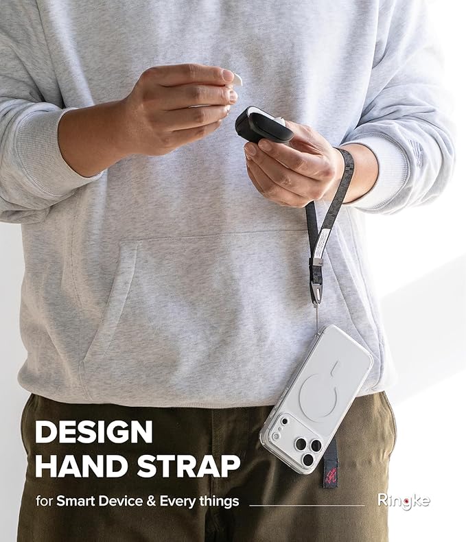 Ringke Hand Strap [Phone Wrist Strap] Designed for Camera Strap and Phone Strap, Adjustable Sturdy Universal Lanyard Compatible with Camera and Phone Case - Lettering Black 3
