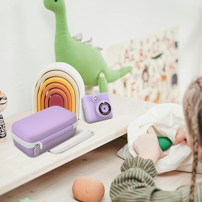 Grapsa Kids Instant Print Camera Case and 3 Rolls Instant Camera Refill Print Paper - Purple