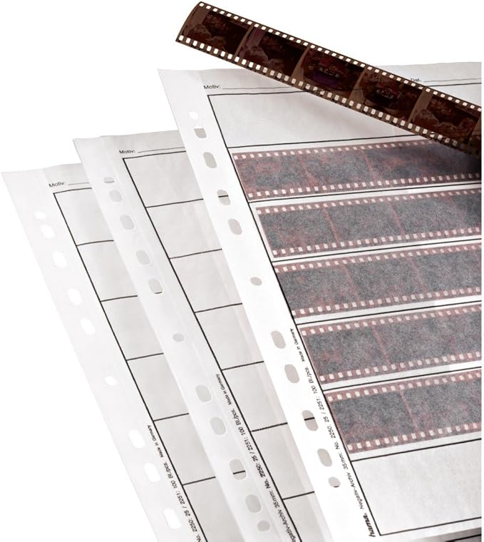 Hama 2250 Negative File Storage Sleeves, Each Holding 7 Strips of 6 (24 x 36 mm) Frames, Glassine (Pack of 25)