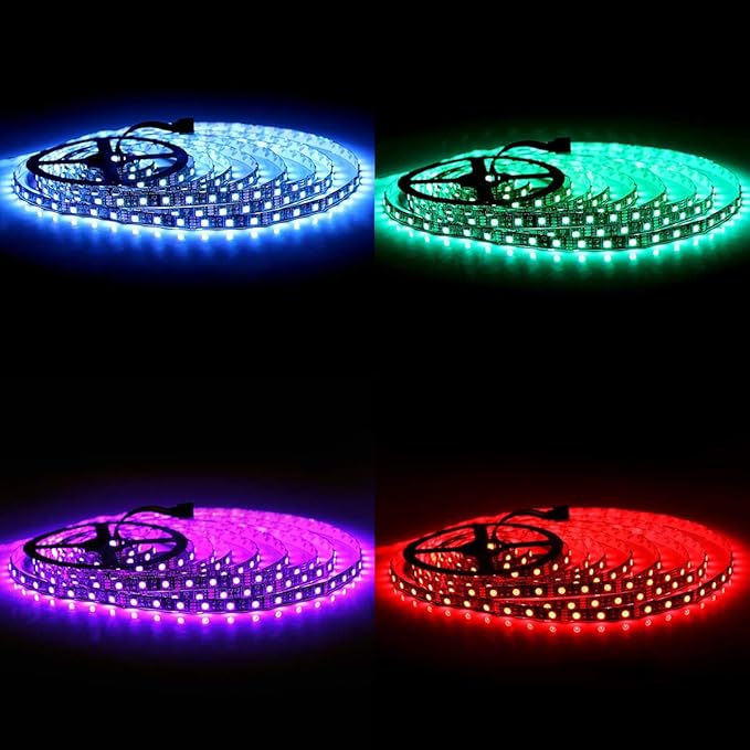 SUPERNIGHT 5050 RGB LED Strip Lights-32.8ft 600 LEDs, DC 24V Color Changing LED Lights Black PCB for Valentine Decor, Wedding Sparklers, Christmas Lights, Indoor Decoration (Only Light Strip)