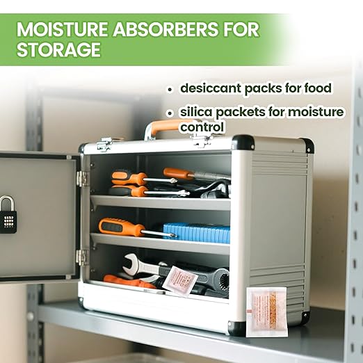 ADSorbco 5 Gram (500 Pack) Silica Gel Packets - Desiccant Packs for Storage, Moisture Absorbers for Food, Rechargeable, Orange-to-Green & White Blend for Food Storage, Electronics, Jewelry, Safes