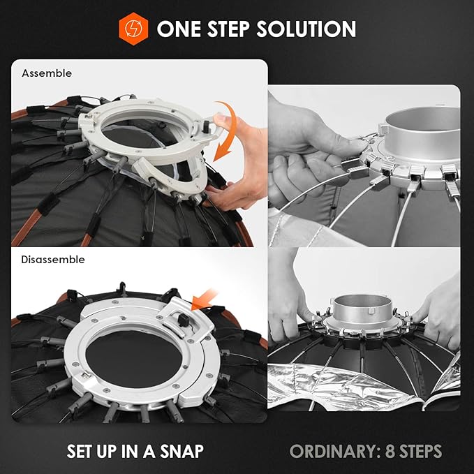 TARION Quick Release Parabolic Softbox - Bowens Mount Softbox with Diffusers/Honeycomb Grid/Carrying Bag for Live Streaming, Photography, Videography (Parabolic 23.5"/60cm)