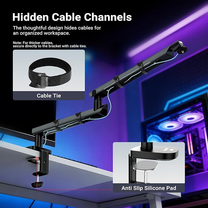 NEEWER Microphone Stand, Low Profile Damped Mic Holder Boom Arm Desk Mount, 360° Ball Head, Upgraded Cable Channels, 3/8" 5/8" Adapters for Podcast Streaming Gaming Studio, Max Load 3.3 lb, MS007