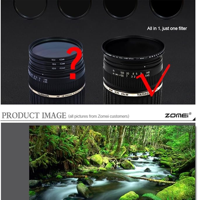Zomei 49mm Ultra Slim ND2-ND400 Fader Variable Neutral Density Adjustable ND Lens Filter Optical Glass