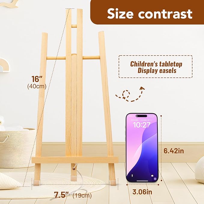 AROIC 16-Pack Tabletop Wood Easel Stands for Photo & Canvas Display