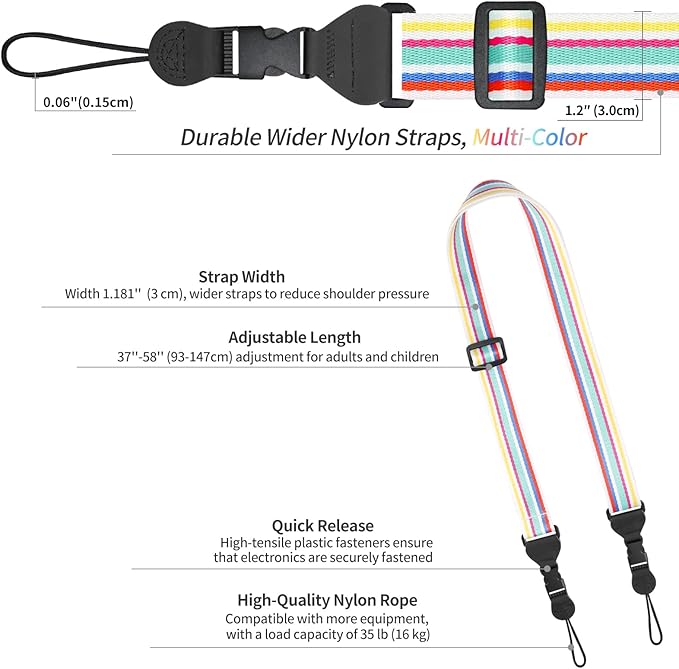 Adjustable Shoulder Strap, Comfortable for Camera Neck Lanyard iPad Strap iPad Strap for iPad, Camera, Binocular, Crossbody, Tablet, Laptop, Binocular, Luggage Bag(Multi-Color A42)