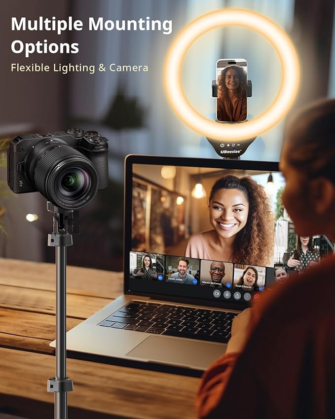 UBeesize 12'' Selfie Ring Light with 62’’ Tripod Stand for Video Recording, Live Streaming(YouTube, Instagram, TIK Tok), Compatible with Phones, Cameras and Webcams