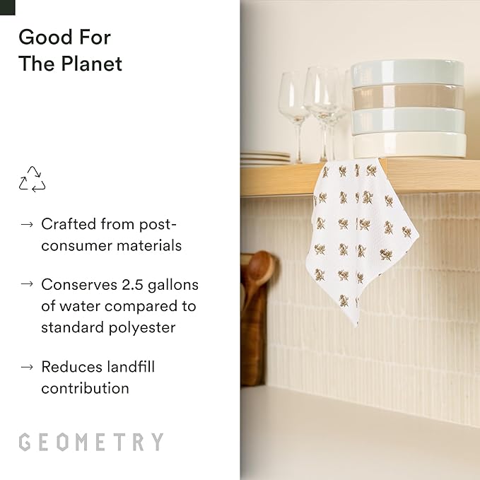 GEOMETRY Dishcloth – Evergreen Collection – Quick-Dry, Ultra-Absorbent, Reusable Microfiber Kitchen Towels for Drying & Cleaning - Willow Stone - 3 Pack
