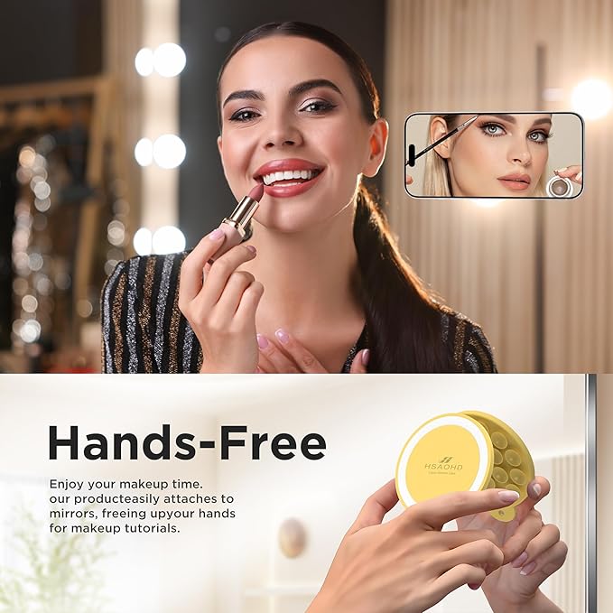 Magnetic Suction Cup Phone Mount, Compatible with MagSafe, Silicone Octo Cup Buddy Sticky Grip Holder for iPhone and Android, Removable Hands-Free Phone Stand Selfie/Video for TikTok, Yellow