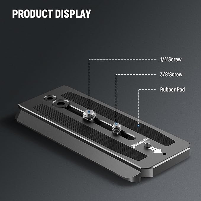 Neewer 501PL Tripod Fluid Head Quick Release Plate, Camera Mounting Plate with 1/4" and 3/8" Screws, Anti Off Pin for GM001 GM002 GM006 Fluid Heads, QR5