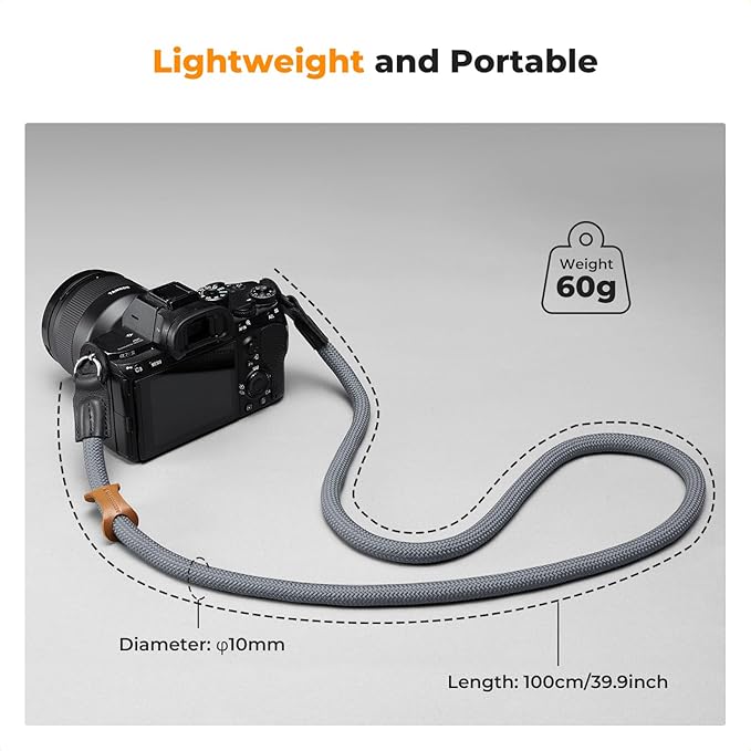 K&F CONCEPT Camera Neck Strap,100cm Nylon Rope Camera Shoulder Strap with O-ring for DSLR Camera