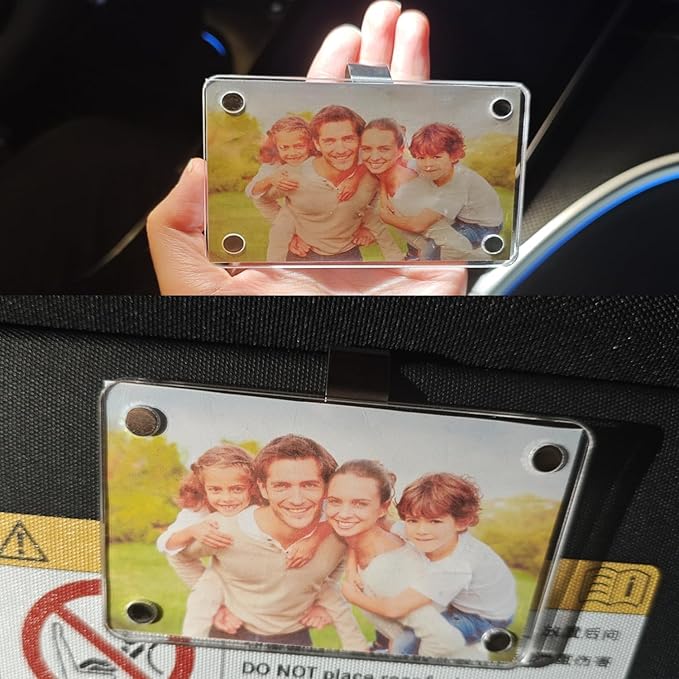 8 Pack Car Sun Visor Photo Holder, Acrylic Magnetic Personalized Photo Holder car Picture Frame, Photo Car Visor Clip, Personalized Car Accessories That Can Be Used to Add Personal Photos (size C)